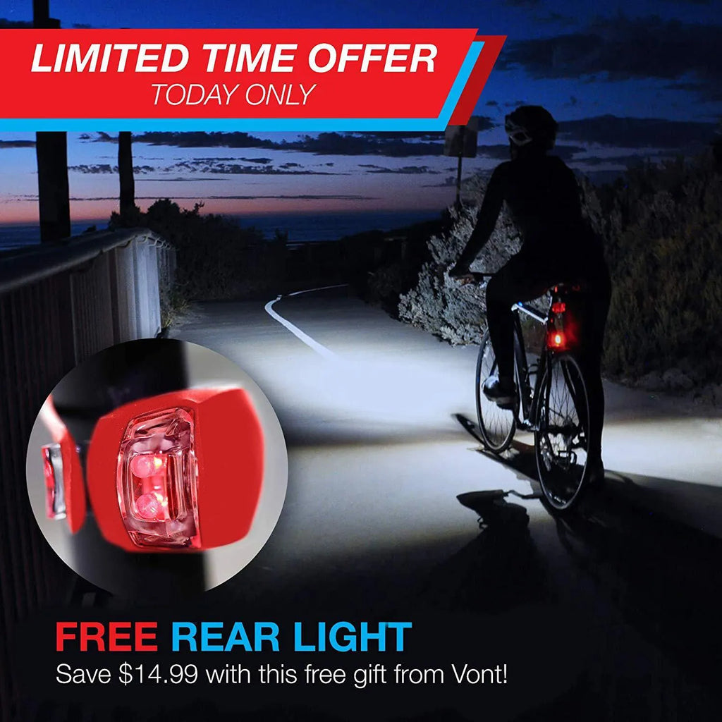 Bicycle headlight and taillight set with mounting bracket for cycling safety