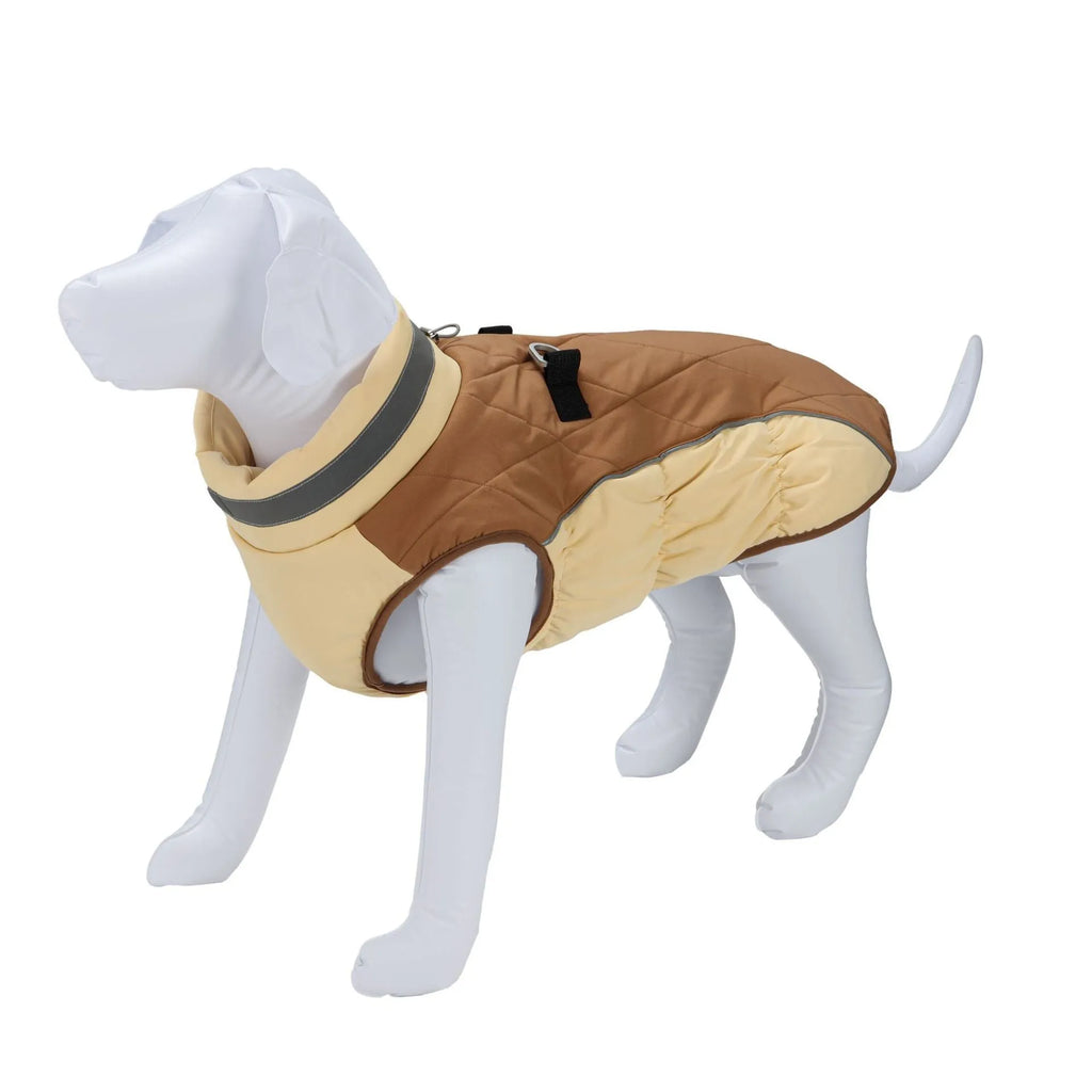 Waterproof windproof polyester pet coat for small medium dogs, sizes XS S M L, red black camel peacock blue