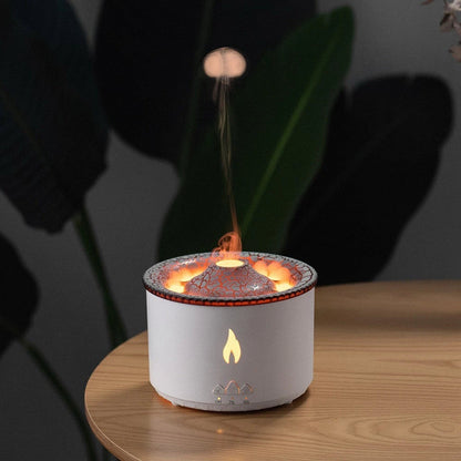 Ultrasonic Aromatherapy Diffuser with mesmerizing flame and jellyfish-inspired light effects, providing customizable relaxation and ambiance