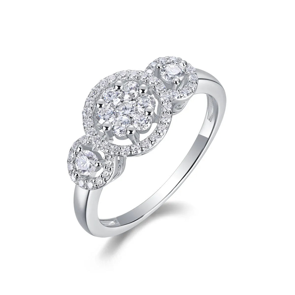 Moissanite wedding ring set with S925 silver gold plate in ring size 7, gift box packaging, GRA certificate