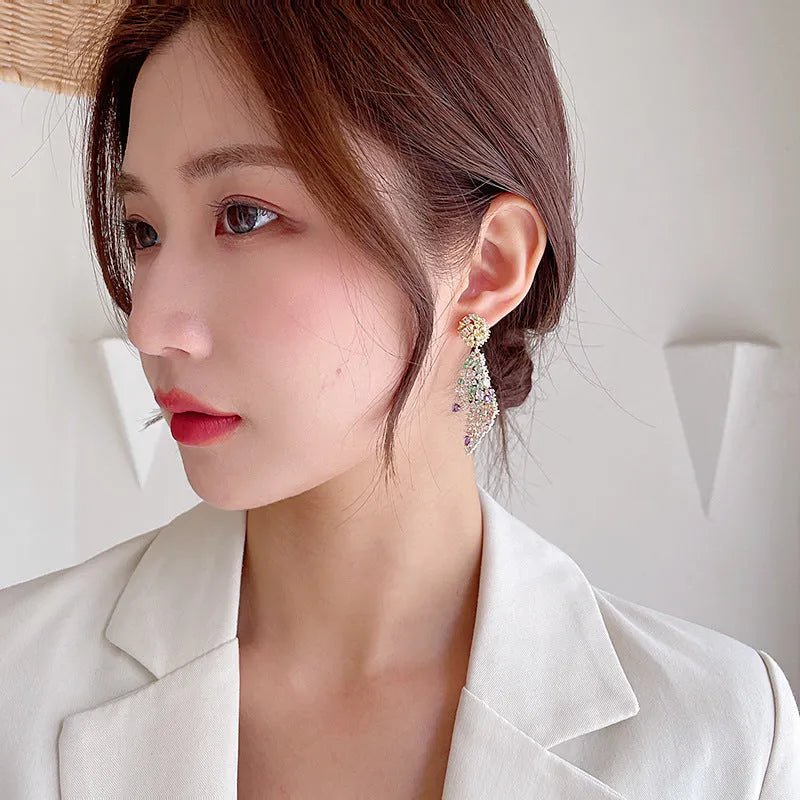 Geometric copper earrings with electroplated fold design for women in multiple colour options