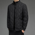 Men's fleece-lined stand collar cotton-padded winter coat in khaki, thickened polyester, 50cm length