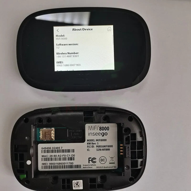 Black 4G portable wireless router with compact rectangular design for mobile internet access.