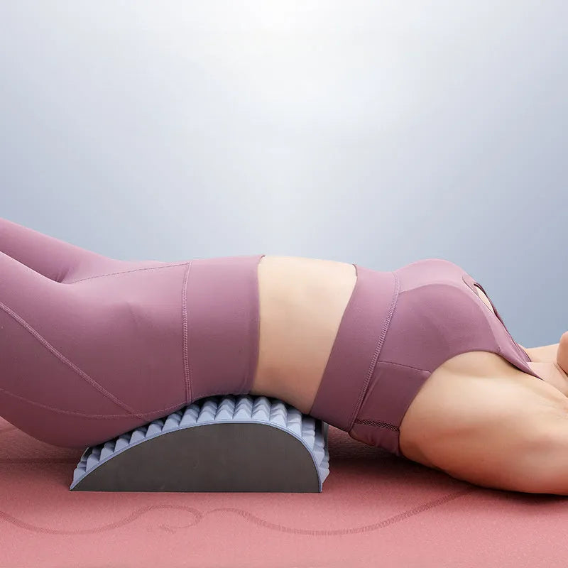 Blue EVA foam back stretcher pillow for lumbar support and sciatica pain relief
