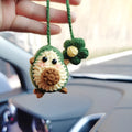 Handmade crocheted avocado rainbow flower car pendant ornament for vehicle interior decoration