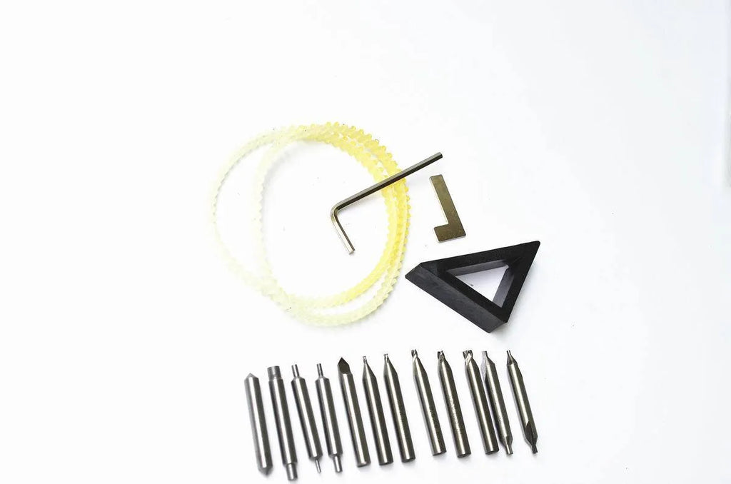 Full set of 17 pieces vertical key matching machine accessories including drill guide pin and sink milling cutter