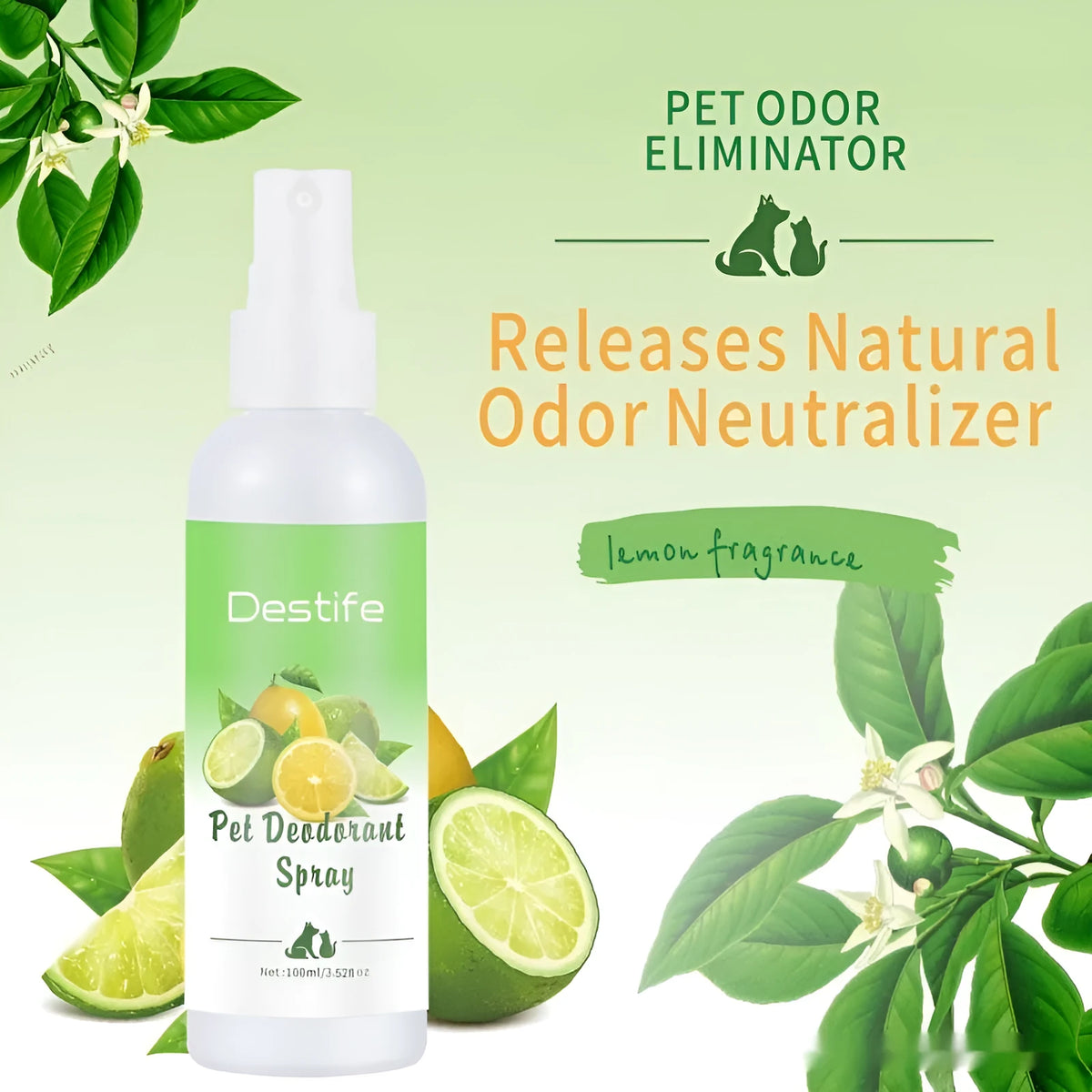 100ml lemon pet deodorant spray bottle for cats and dogs cleaning