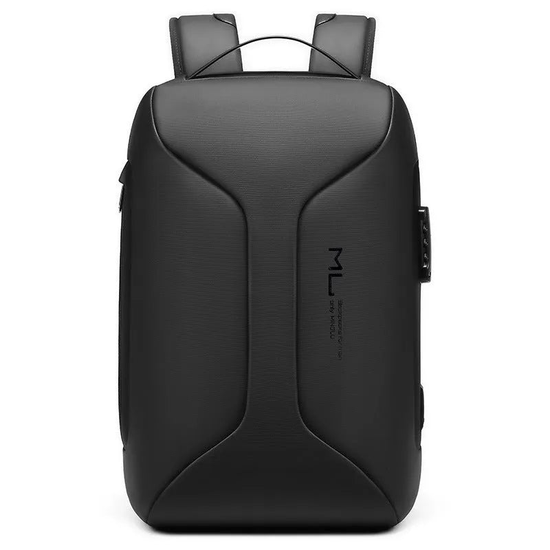Men's solid-colour Oxford cloth business backpack with a breathable back panel and multiple organisational compartments.
