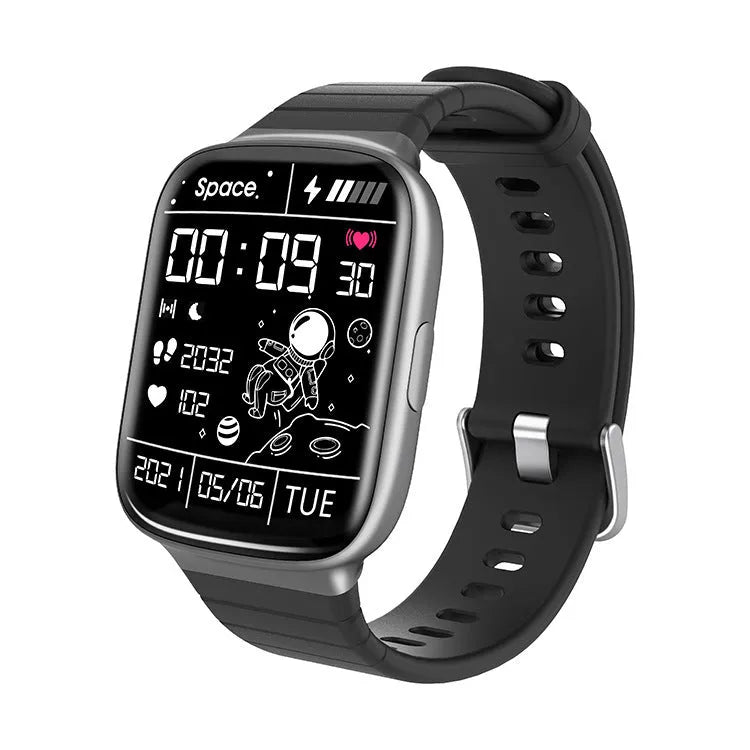 Astronaut dial pedometer smart watch with 1.69in TFT LCD screen, 10.5mm ultra-thin metal body and silicone wristband