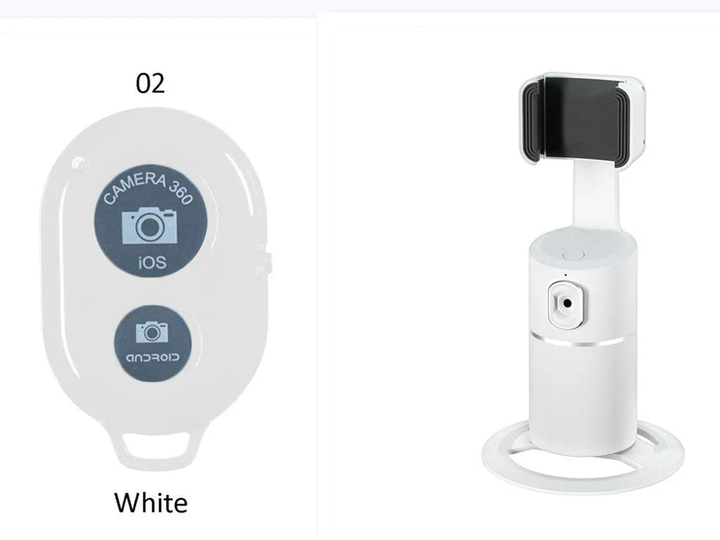 Smart Face-Tracking Mobile Phone Stand with 360-degree rotation, 8-hour battery life, and AI-powered face tracking for hands-free content creation