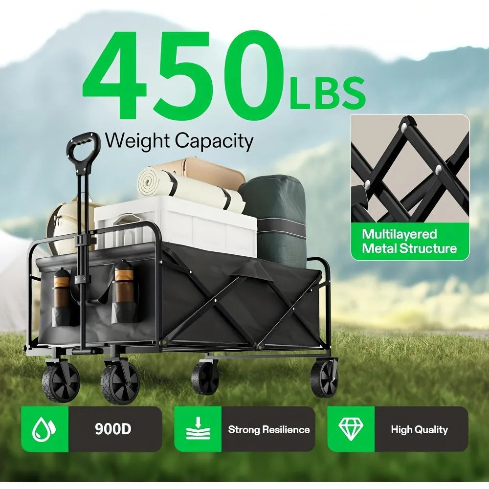 Alloy metal foldable garden cart storage box with 220LBS capacity rating
