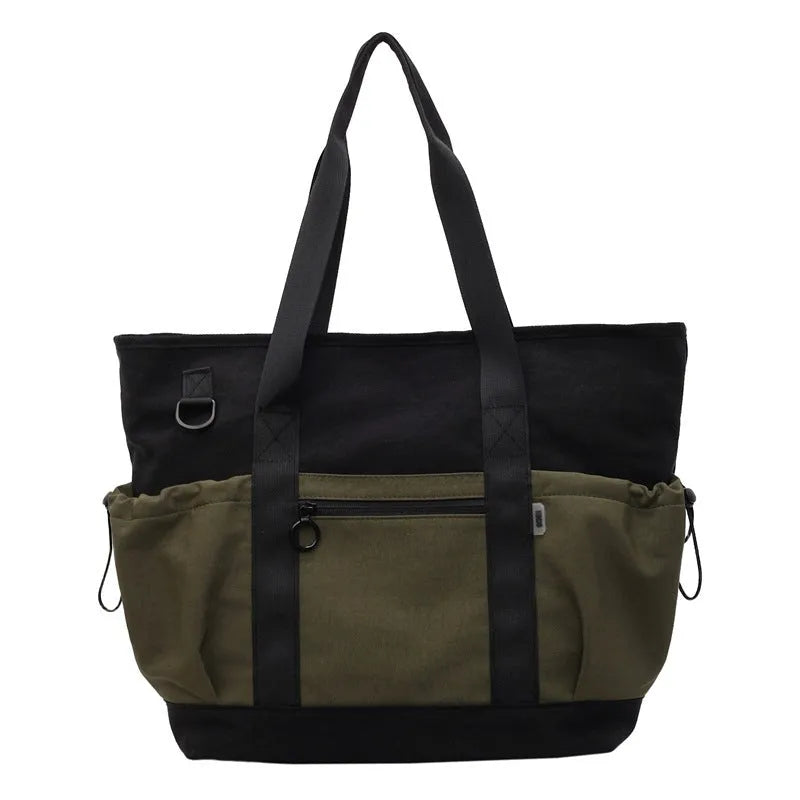 Women's lightweight Oxford cloth travel bag for yoga and fitness in grey colour with letter pattern.