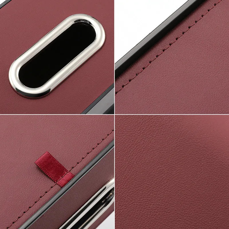 Genuine leather car tissue box organiser with integrated cup holder in five colour options.