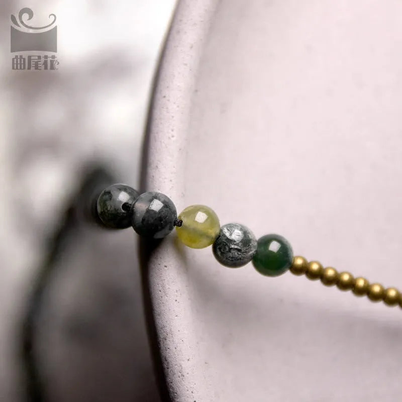 Multi-layered national style bracelet for children with natural crystal and semi-precious stones