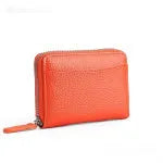 Genuine leather coin purse with zipper closure shown in multiple colour options