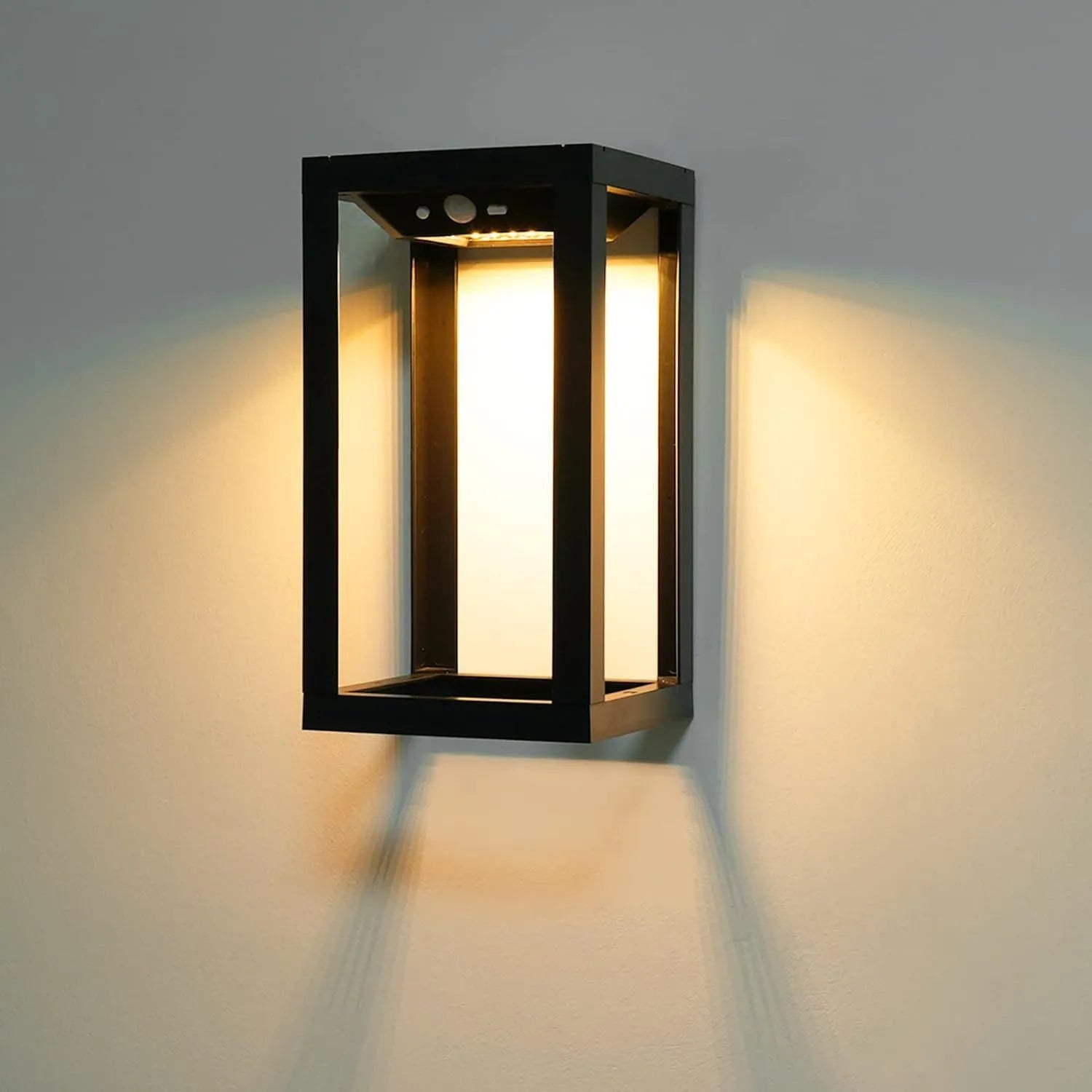 Modern Chinese outdoor solar wall lamp with plastic housing and IP65 waterproof rating for garden lighting