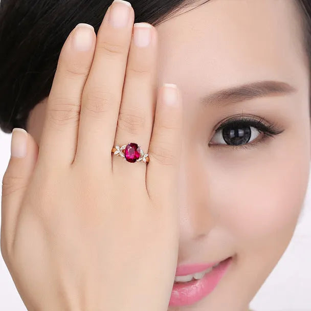 Women's copper butterfly ring with 18k rose gold plating in heart shape design