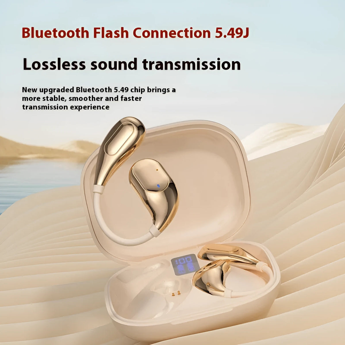 Ear-mounted Bluetooth headset with noise reduction, digital display, over 8 hours battery, in black colour