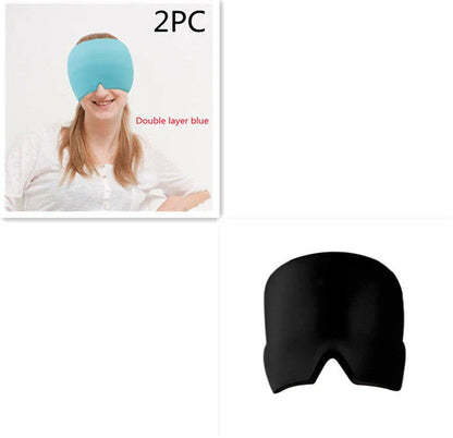 Soothing ice gel eye mask for headache relief, featuring a cooling gel pack and premium elastic cloth for a comfortable fit