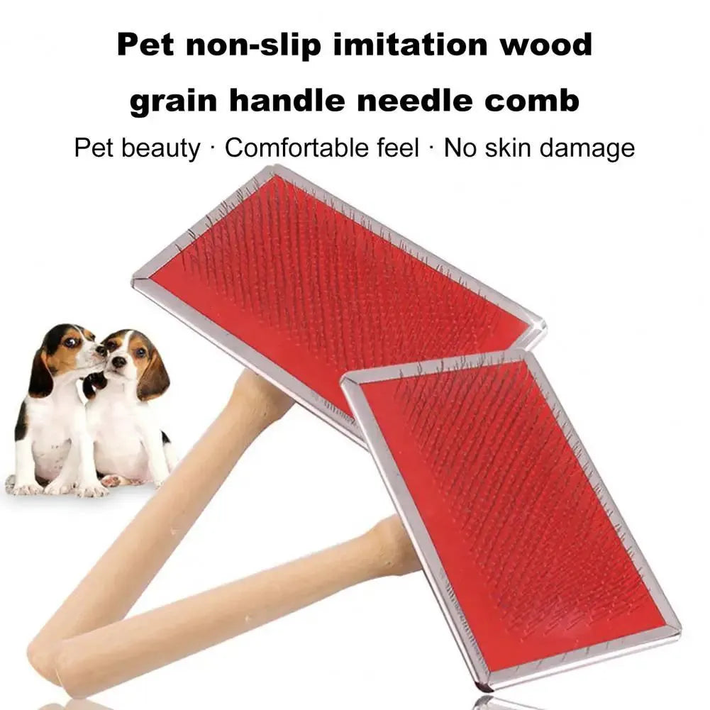 Stainless steel pet grooming comb with wooden handle for dogs and cats, four sizes available
