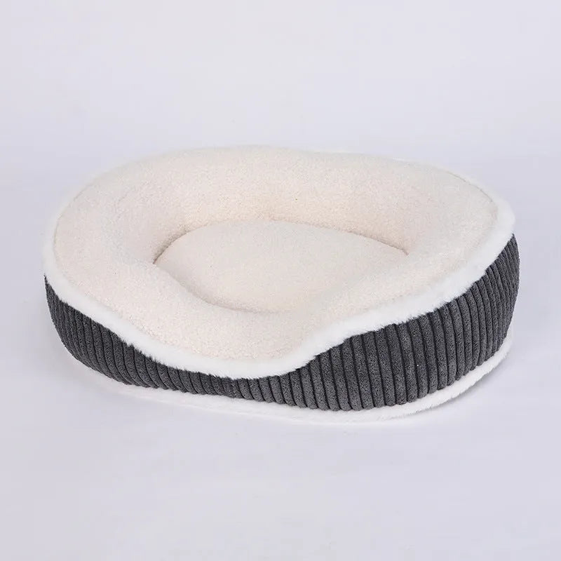 Thick plush detachable pet bed cushion in wathet colour on floor