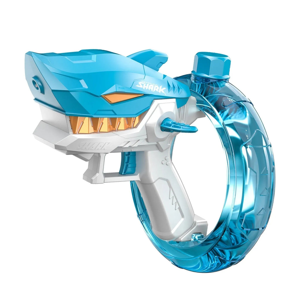 Blue shark electric water gun toy with automatic continuous firing system for children's water play