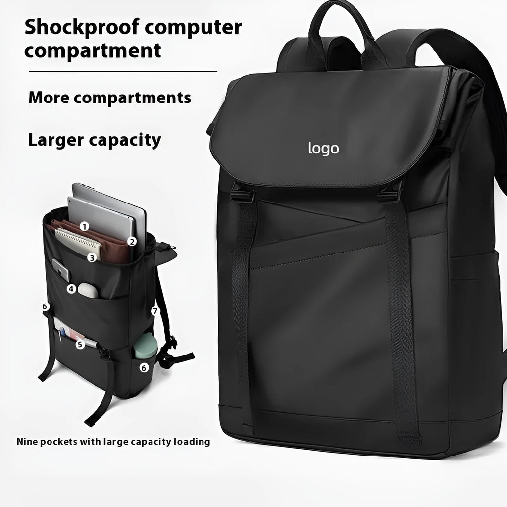 Men's solid colour Oxford cloth backpack with airpillow straps, 36-55L capacity, for business and leisure travel