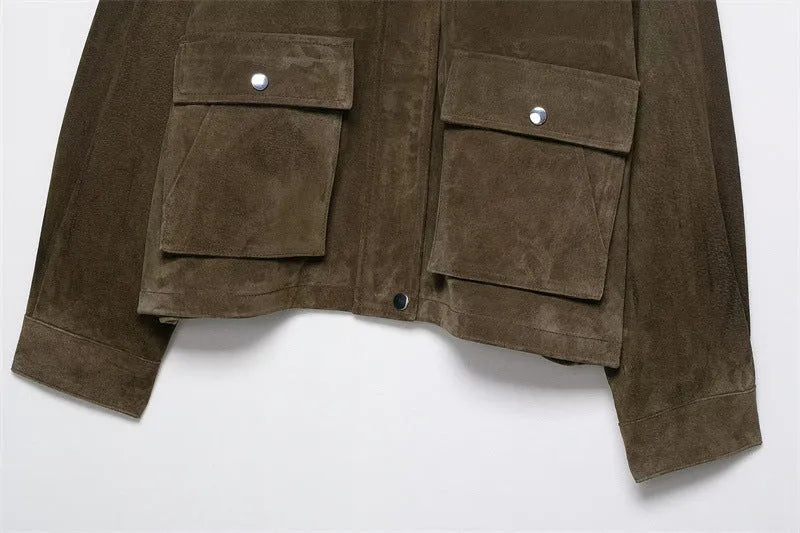 Women's medium-thickness PU jacket in Japanese-Korean casual style with regular cut
