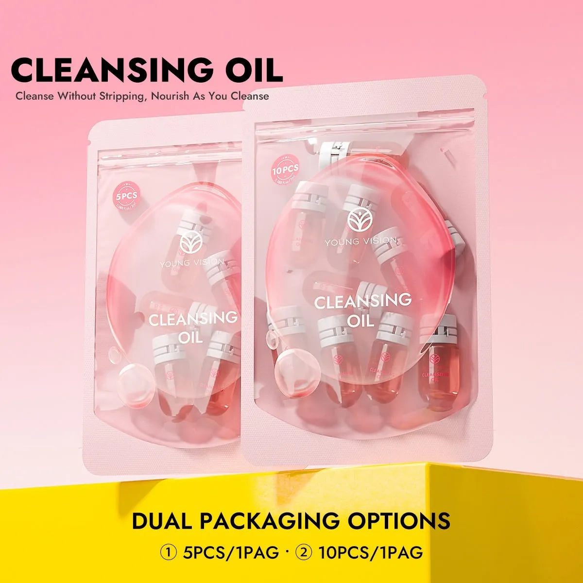Disposable cleansing oil travel pack with 2ml sachets for portable makeup removal