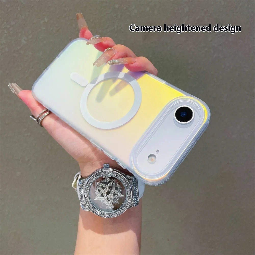 Laser gradient frosted magnetic phone case for iPhone 17 series with TPU PC construction