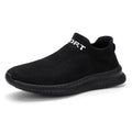 Men's breathable flyknit running shoes in casual design with flat heel