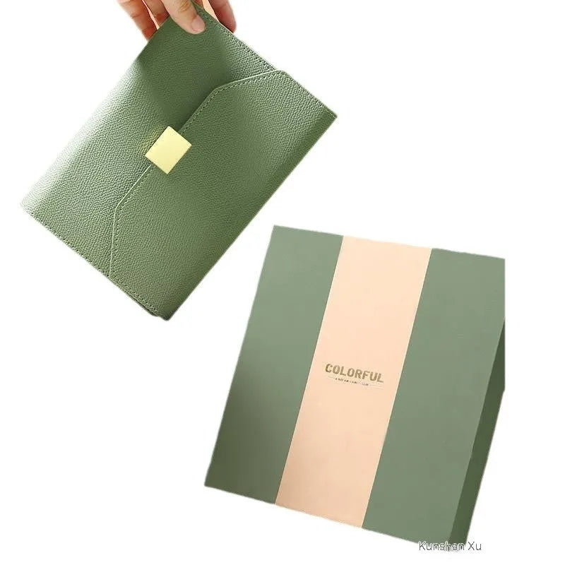 Loose leaf notebook with PU cover in brown, blue, green, or gray, A5 or A6 size, 100 sheets of 80gsm wood-free paper