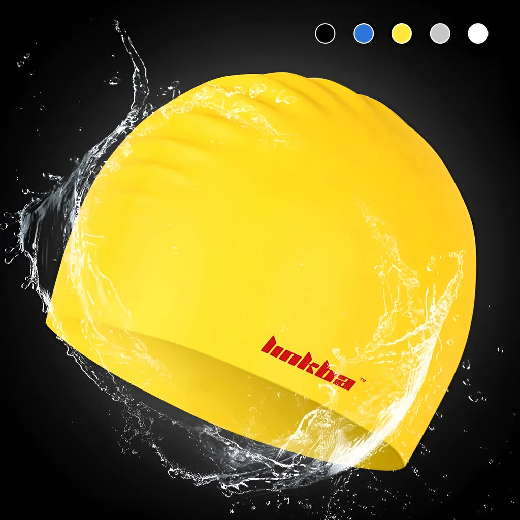 Silicone swimming cap with waterproof earmuffs in five colour options