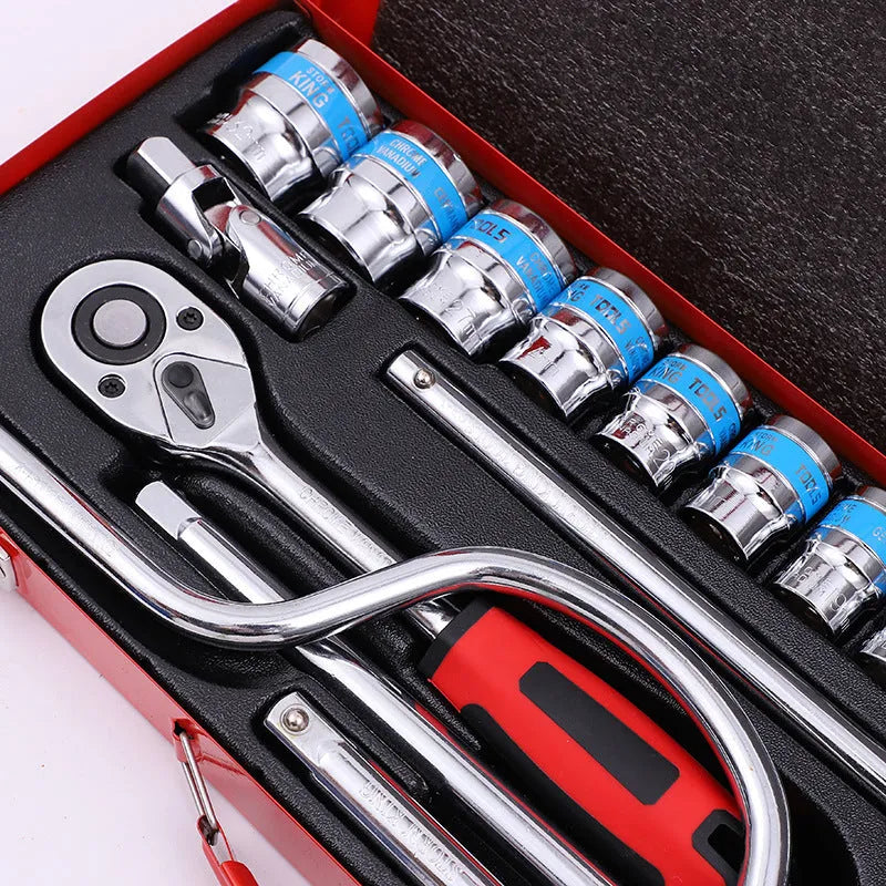 24-piece curved bow wrench combination suit for auto repair and household mechanical maintenance