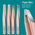 4-piece eye tweezer set with stainless steel eye forceps, 9.5 cm x 1 cm, in silver or pink