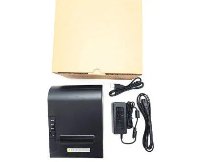 White 80mm thermal receipt printer for kitchen POS systems with compact dimensions