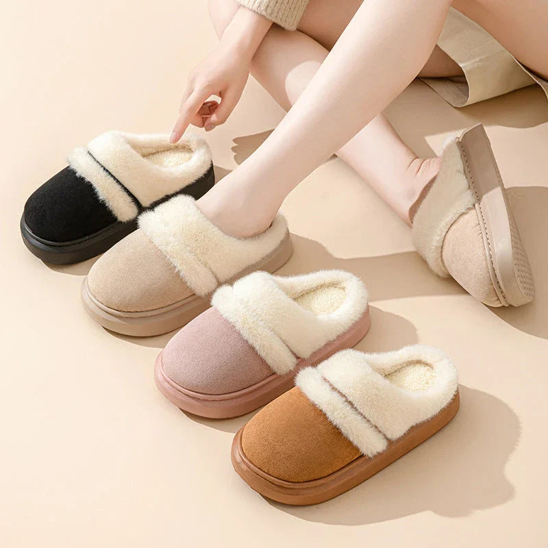 Cozy cotton slippers for women in various colors, featuring a plush interior and non-slip soles for comfortable, stylish home wear