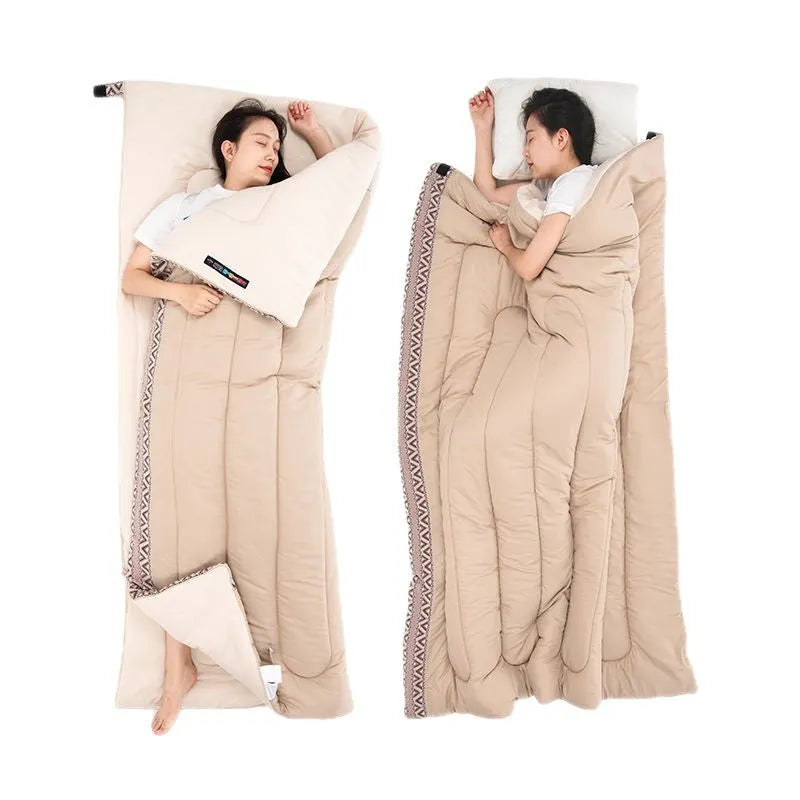 Four seasons adult camping sleeping bag with storage bag in three colour options