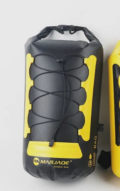 Yellow and black 20L waterproof PVC backpack with dry-wet separation compartments for outdoor activities