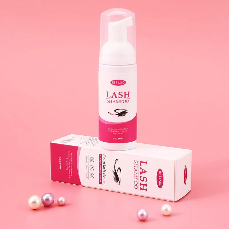 Lash shampoo mousse 60ml eyelash cleaning solution with brush applicator for false eyelash extensions