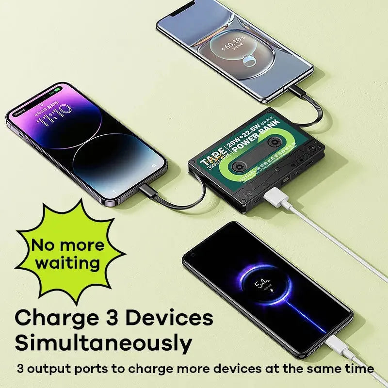 Remax Tape 10 000mAh large capacity portable power bank with retro design and two-way fast charge, black