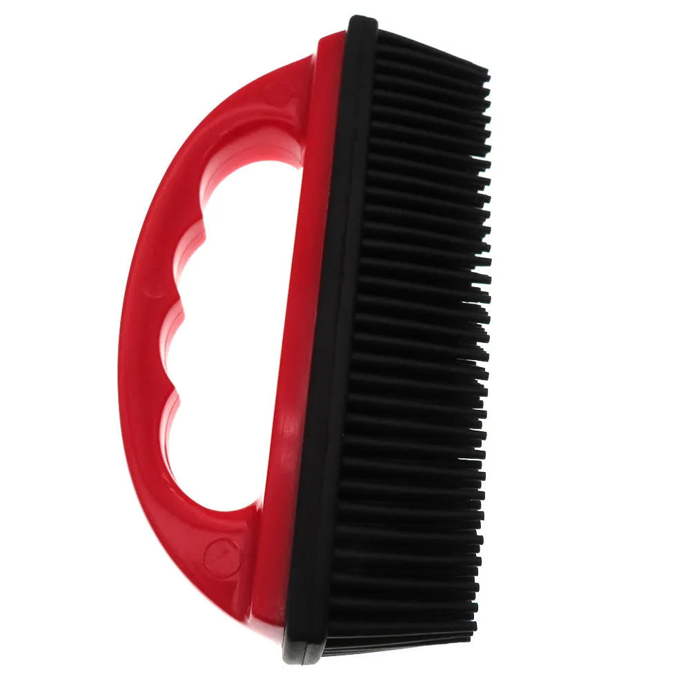 Red silicone pet grooming brush for hair removal measuring 160mm by 85mm