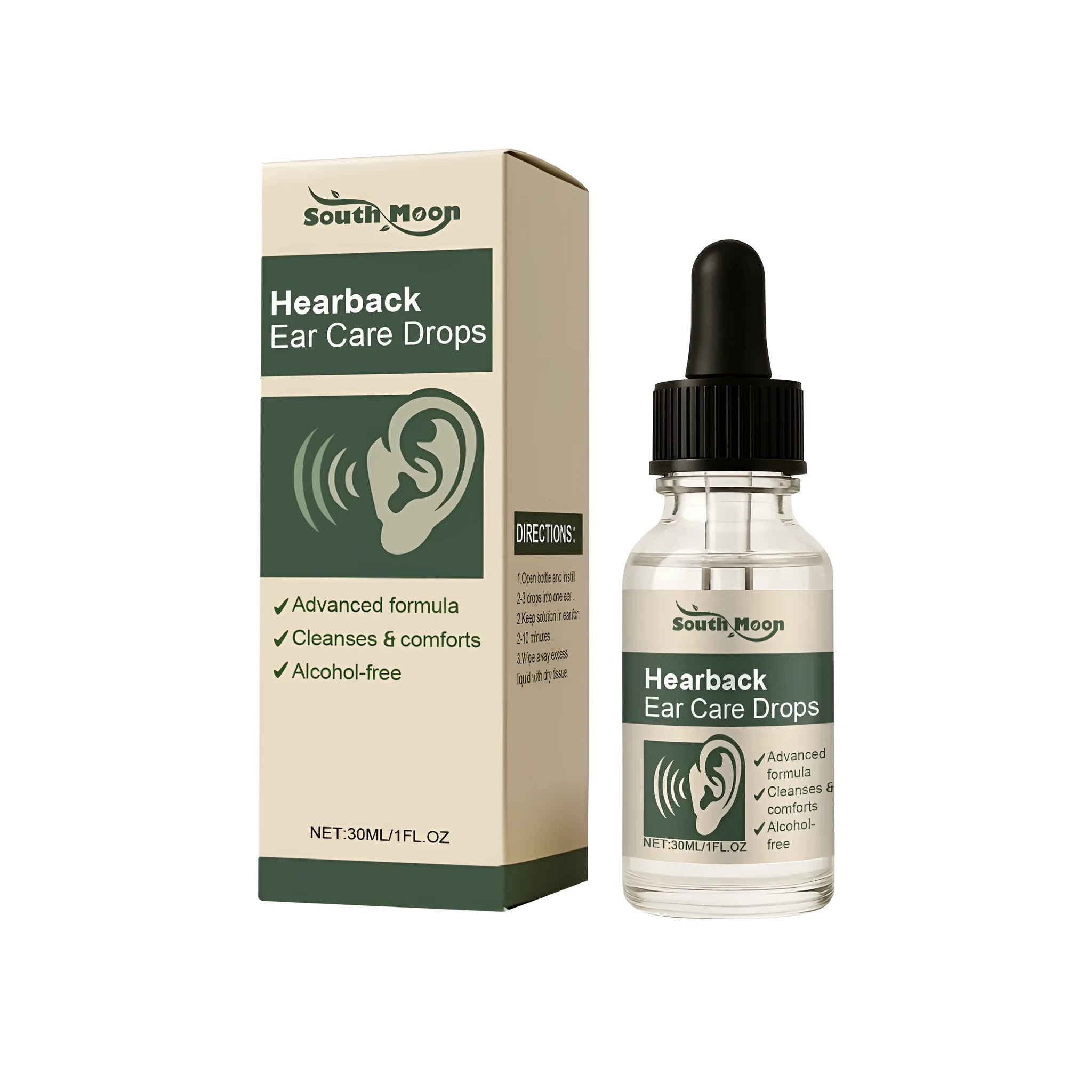 30ml bottle of herbal ear care drops with witch hazel and botanical ingredients