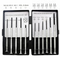 TH-6177 11-piece clock repair screwdriver set with cross and slotted bits in a case.