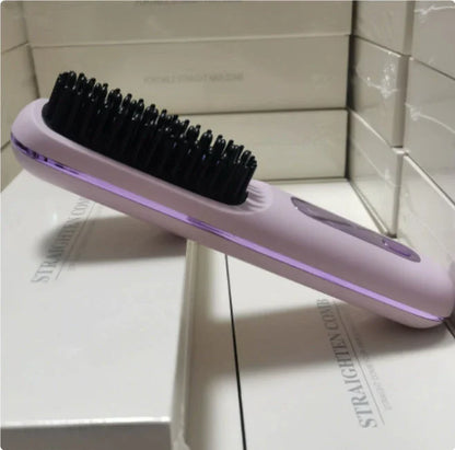 Cordless Hair Straightener Brush with Wireless Design, Advanced Heating Technology, and High-Capacity Battery for Effortless Salon-Quality Styling