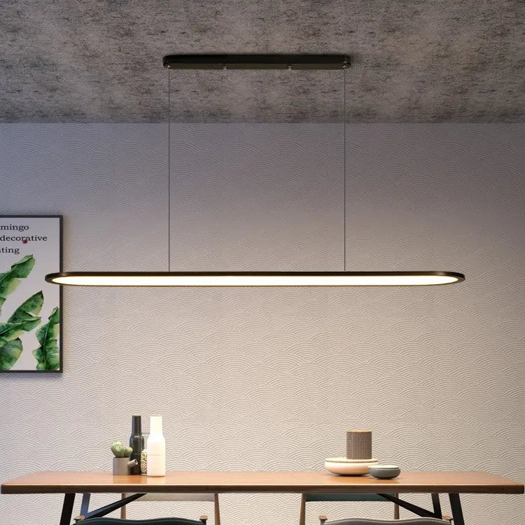 Modern strip bar LED pendant chandelier with iron lampshade, PMMA shade, white or black, fish shape