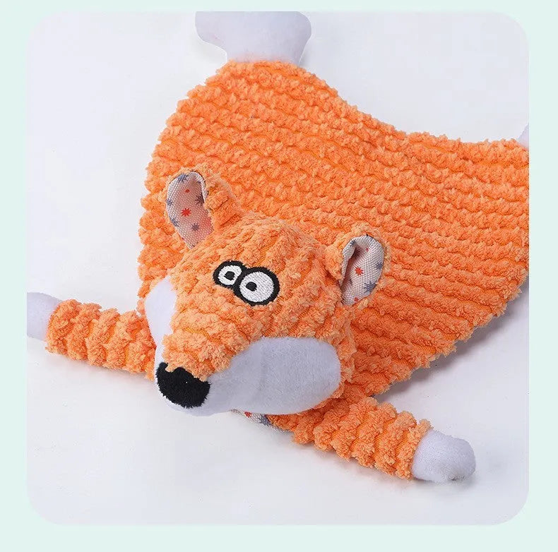 Fox elephant squeaky plush pet toy for cats and dogs in brown colour