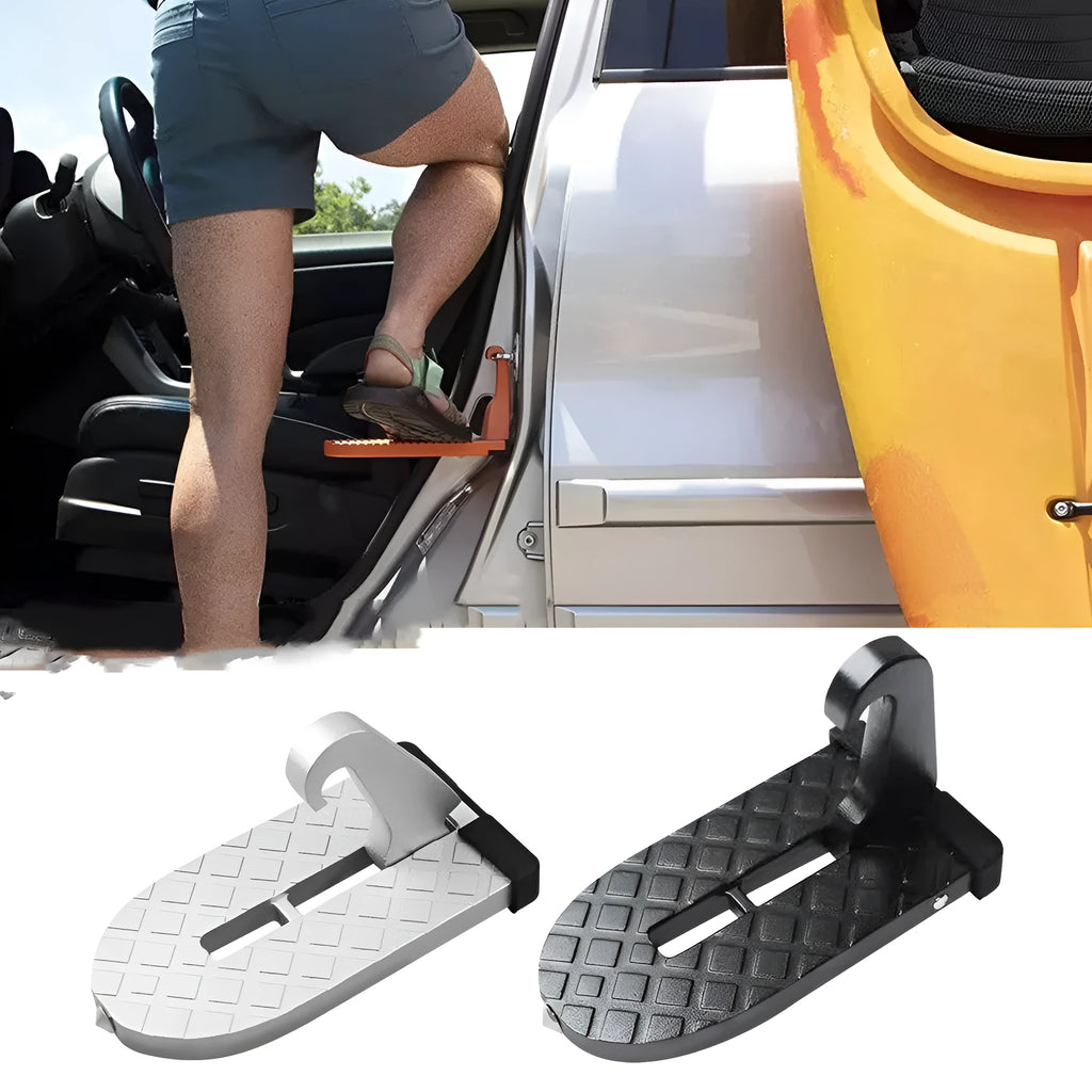 Black thickened metal car auxiliary hook pedal attached to door frame lock frame