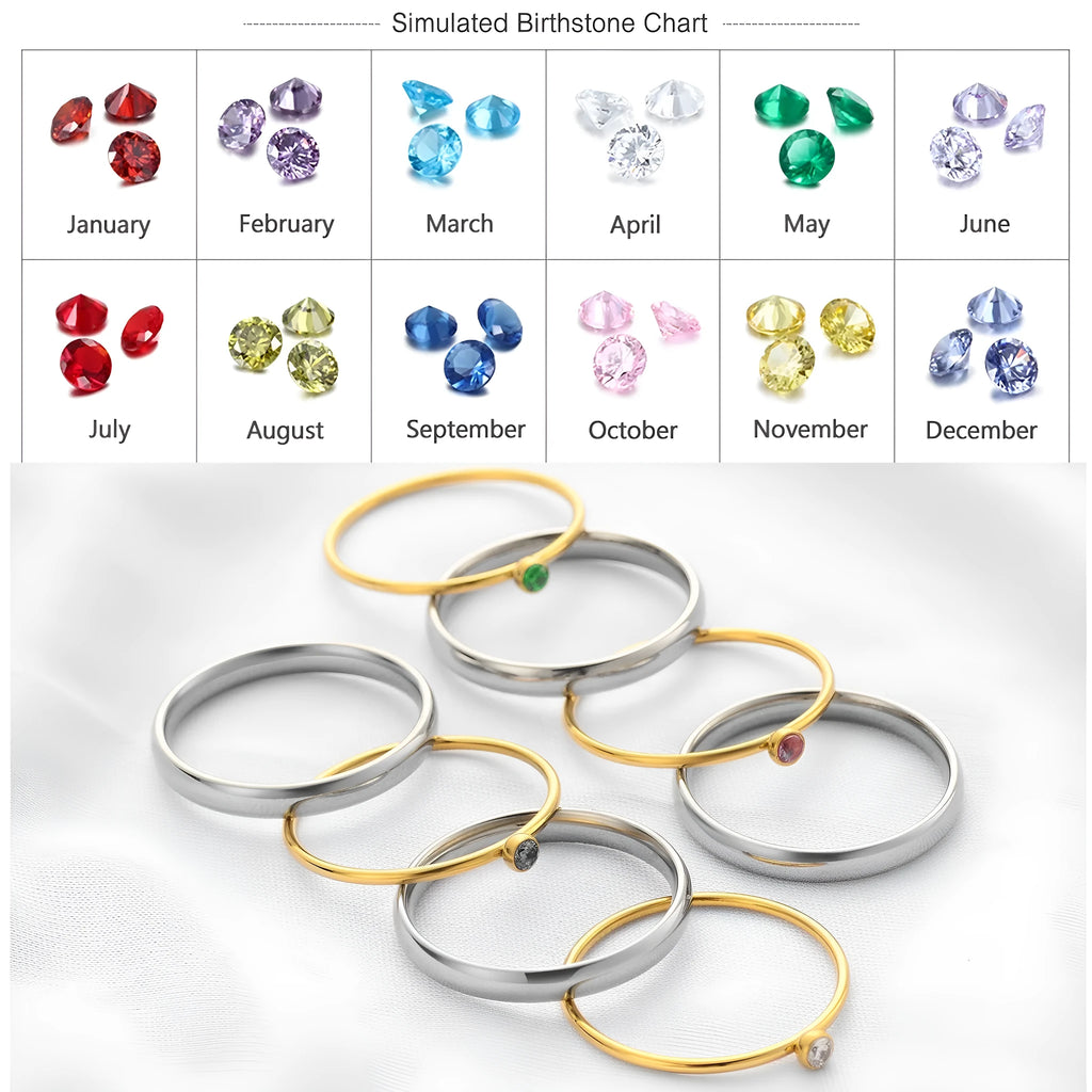 December birthstone titanium steel ring with gold electroplate and engraved geometry design.