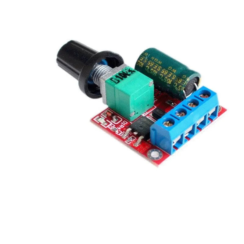 Compact PWM DC motor governor with potentiometer knob for 4.5V-35V speed control